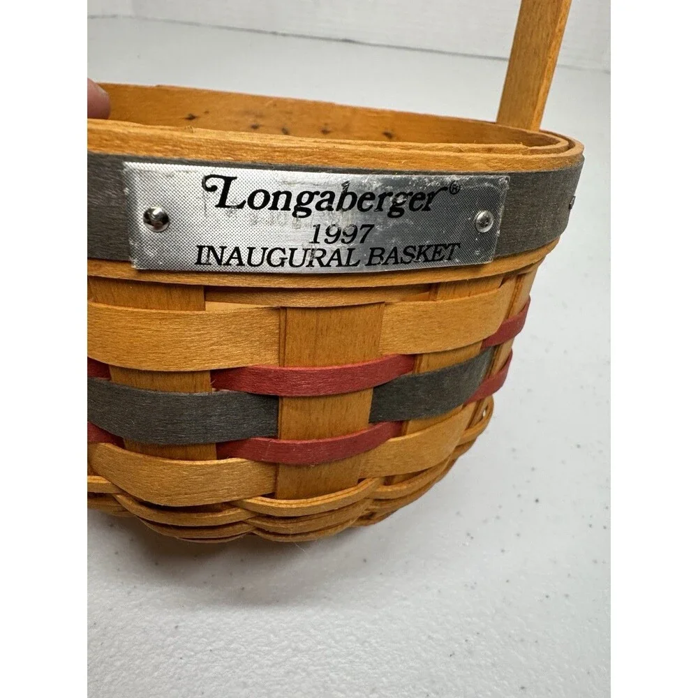 Vintage Longaberger 1997 Inaugural Basket, Round With Stationary Handle
